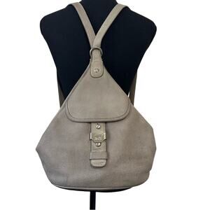 Vintage Triangle Leather Backpack in Rock Stone 90s Convertible Sling Bag